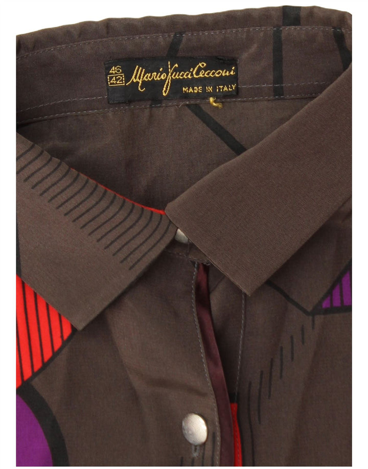 Blusa feminina Mario Pucci Cecconi Top IT 42 Médio Marrom Geométrico