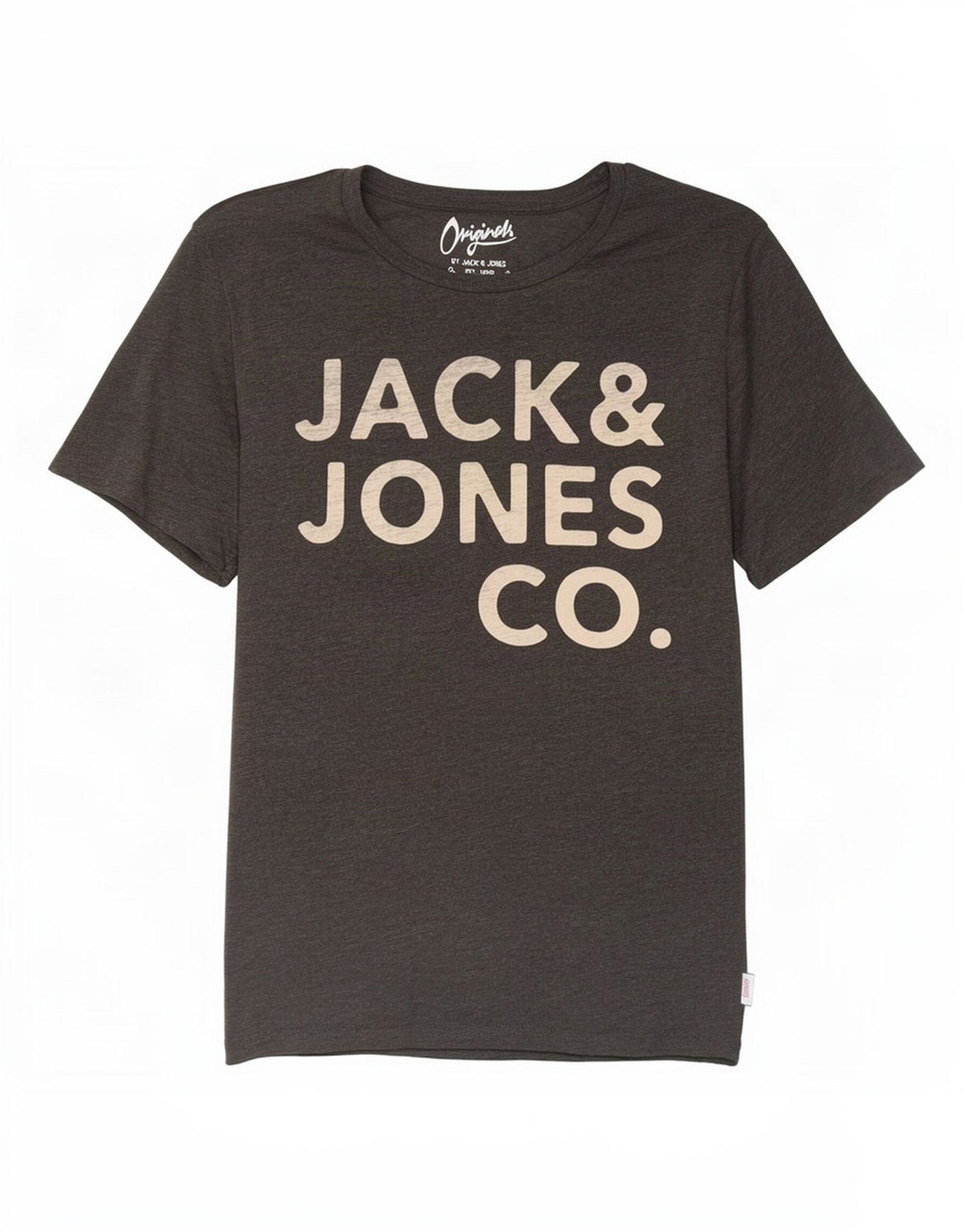 Camiseta gráfica masculina Jack & Jones grande algodão cinza