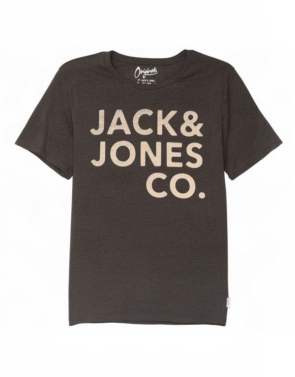Camiseta gráfica masculina Jack & Jones grande algodão cinza
