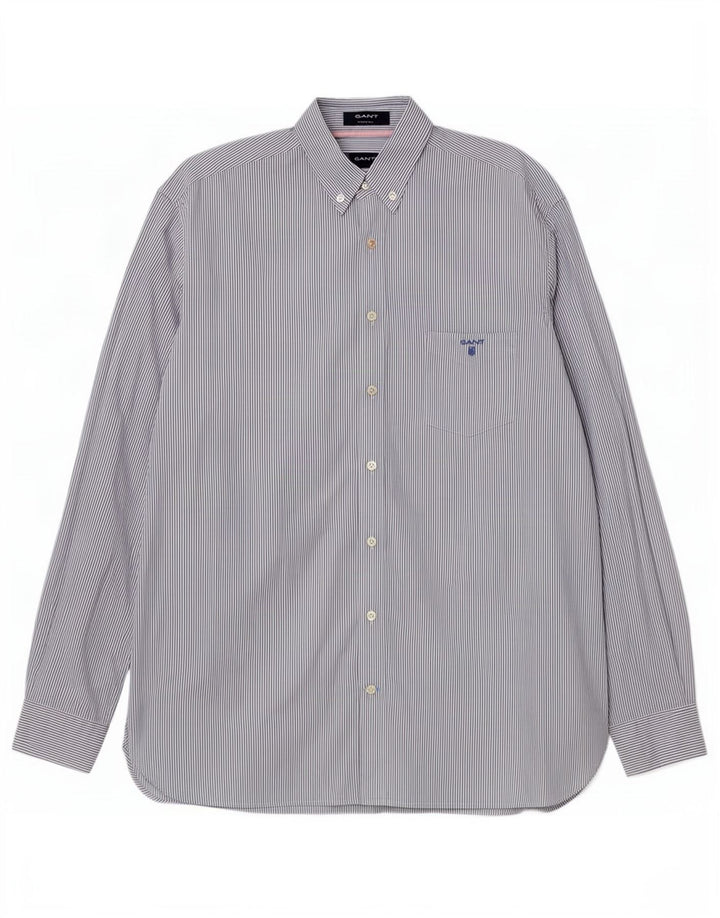 Camisa masculina Gant XL azul risca de giz algodão