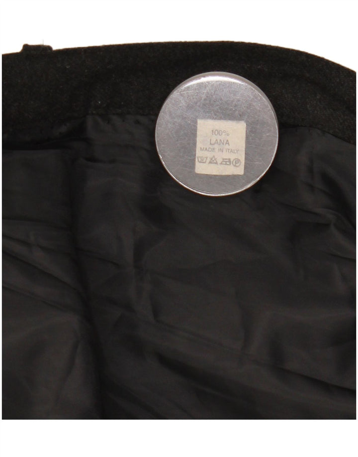 Saia plissada feminina vintage W29 lã cinza médio