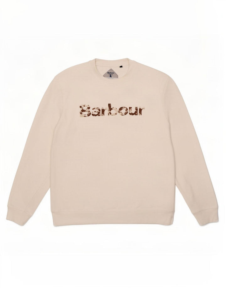 Barbour moletom gráfico masculino jumper médio algodão branco