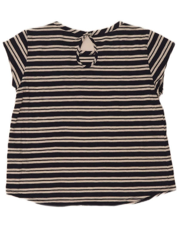Camiseta feminina Nautica UK 14 algodão listrado azul marinho médio