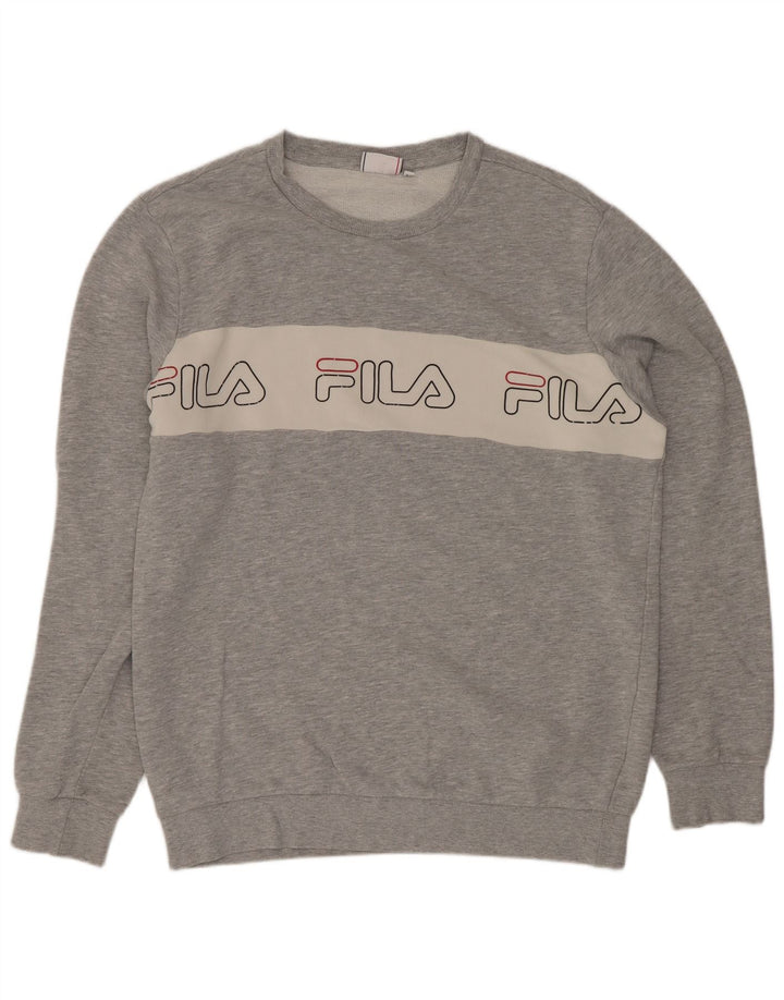 Fila moletom gráfico masculino jumper grande cinza colorblock algodão