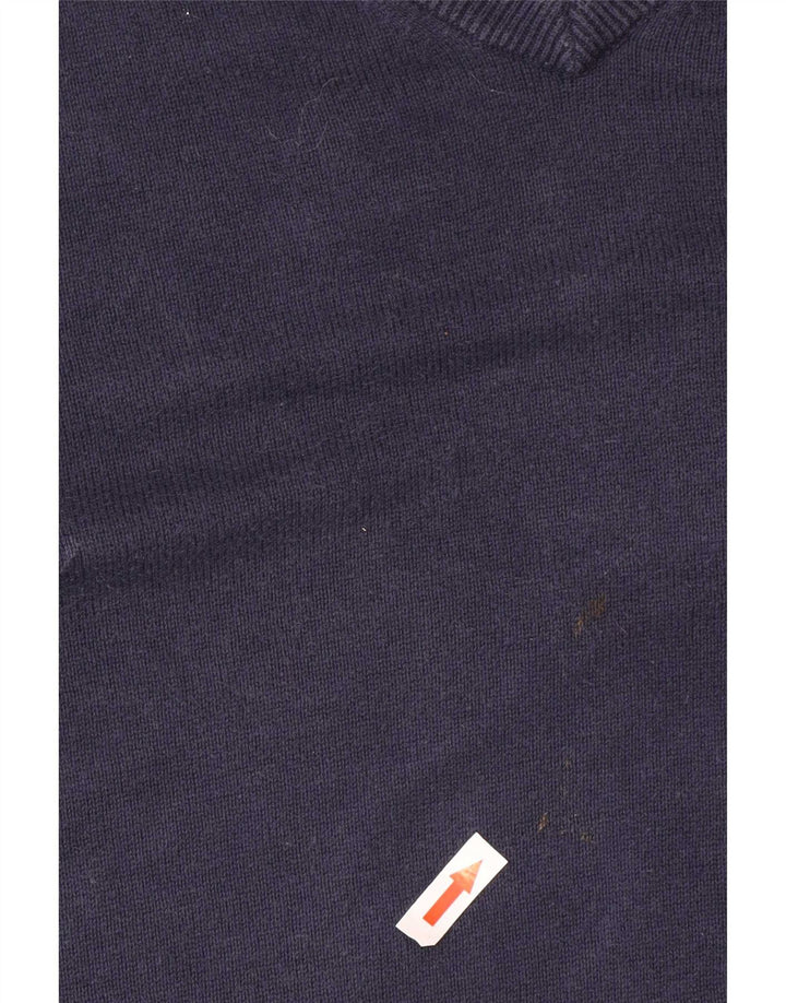 Tommy Hilfiger Suéter masculino com decote em V médio algodão azul marinho