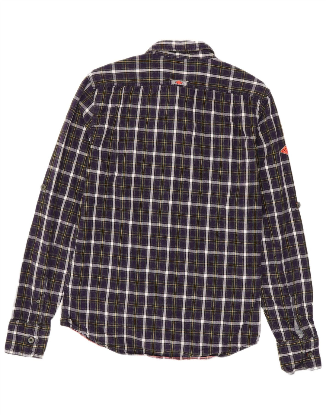 Camisa masculina de flanela SUPERDRY pequena roxa xadrez algodão