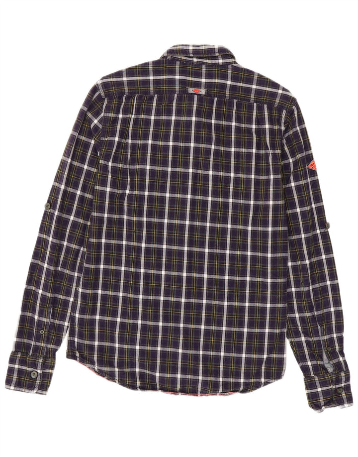 Camisa masculina de flanela SUPERDRY pequena roxa xadrez algodão