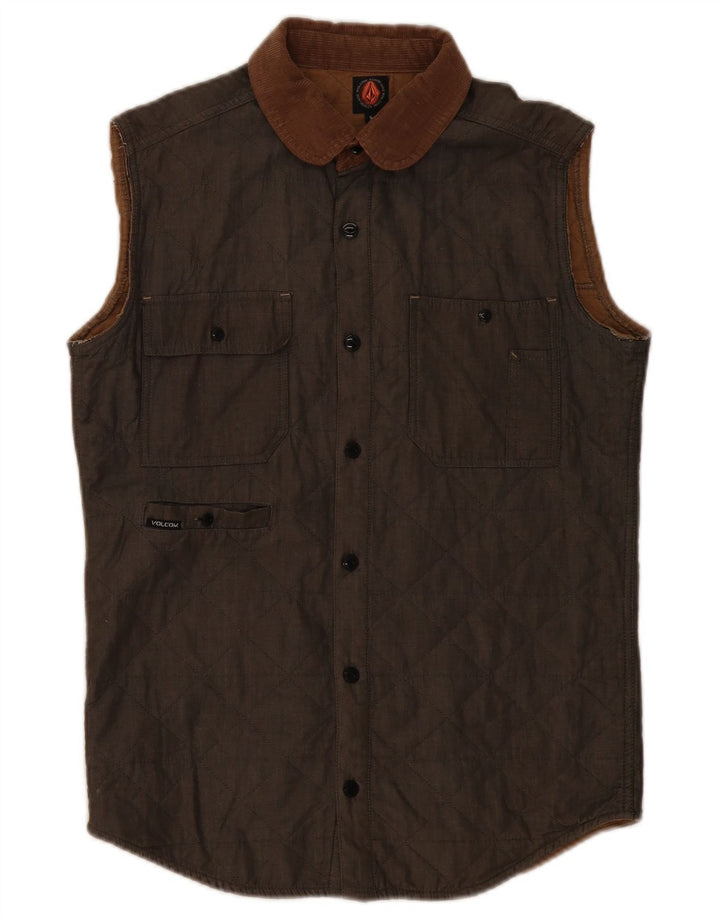 Colete acolchoado masculino Volcom UK 36 pequeno algodão cáqui
