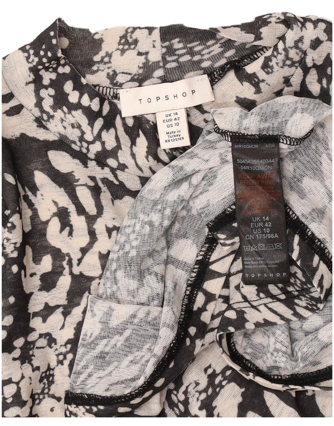 Topshop Feminino Top Manga Longa UK 14 Poliéster Manchado Cinza Grande