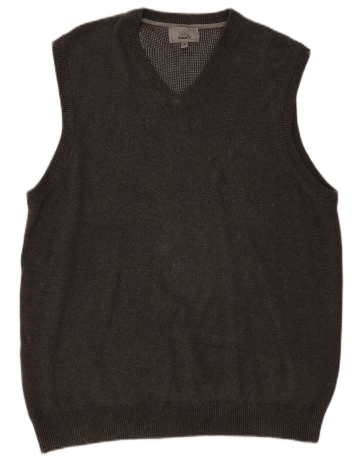 Regata masculina de ajuste regular Marks & Spencer de algodão cinza médio