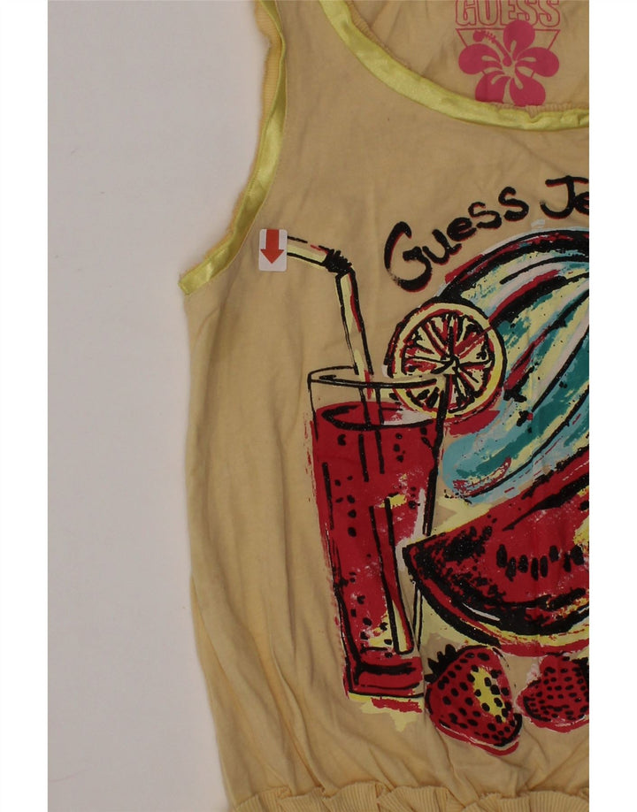 GUESS Girls Graphic Sleeveless Blouse Top 7-8 Years Beige Cotton Vintage Guess and Second-Hand Guess from Messina Hembry 
