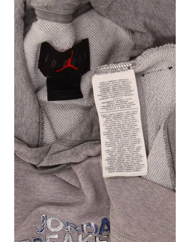 Jordan Mens Graphic Hoodie Jumper Pequeno Algodão Cinza