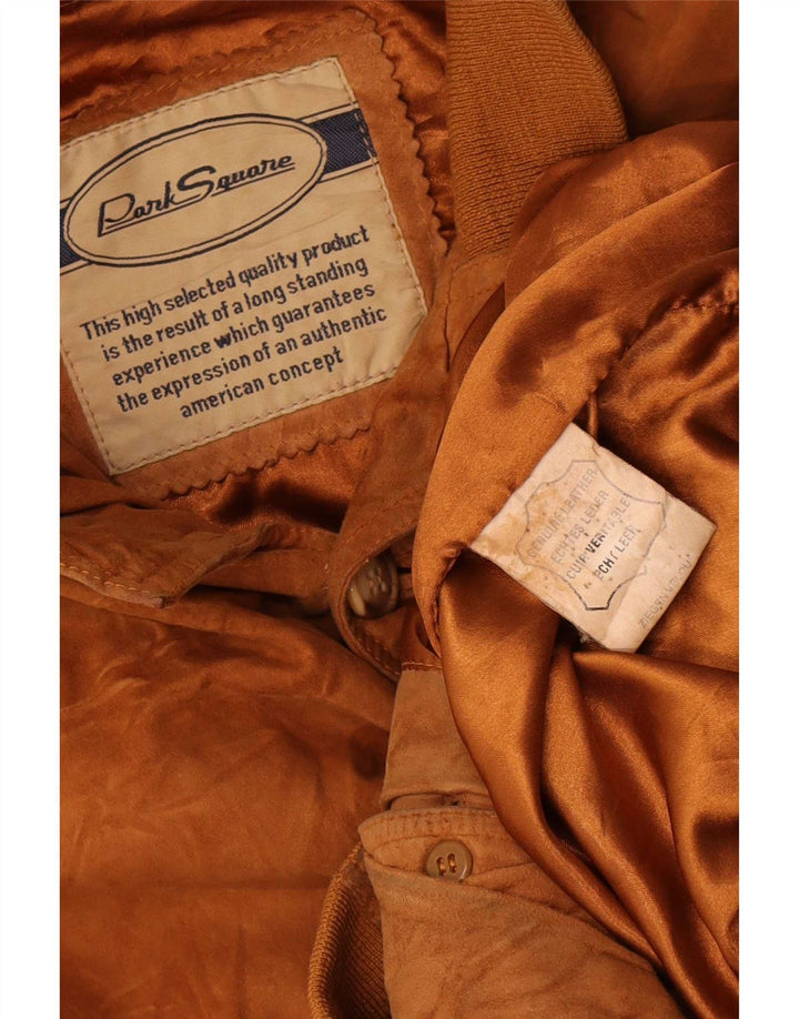 Jaqueta bomber masculina vintage de camurça Reino Unido 42 XL couro marrom