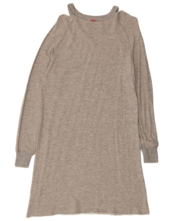 Moletom feminino Replay manga comprida, vestido suéter UK 10 algodão cinza pequeno