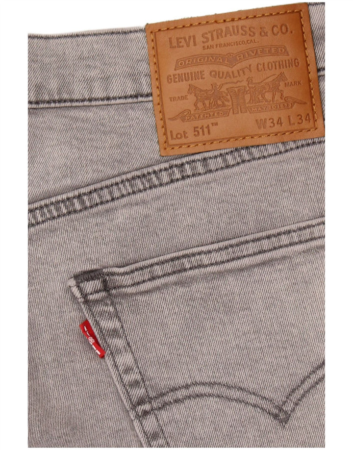 LEVI'S Masculino 511 Slim Jeans W34 L31 Algodão Cinza