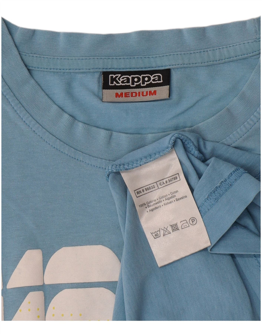 Camiseta gráfica masculina Kappa Top médio algodão azul