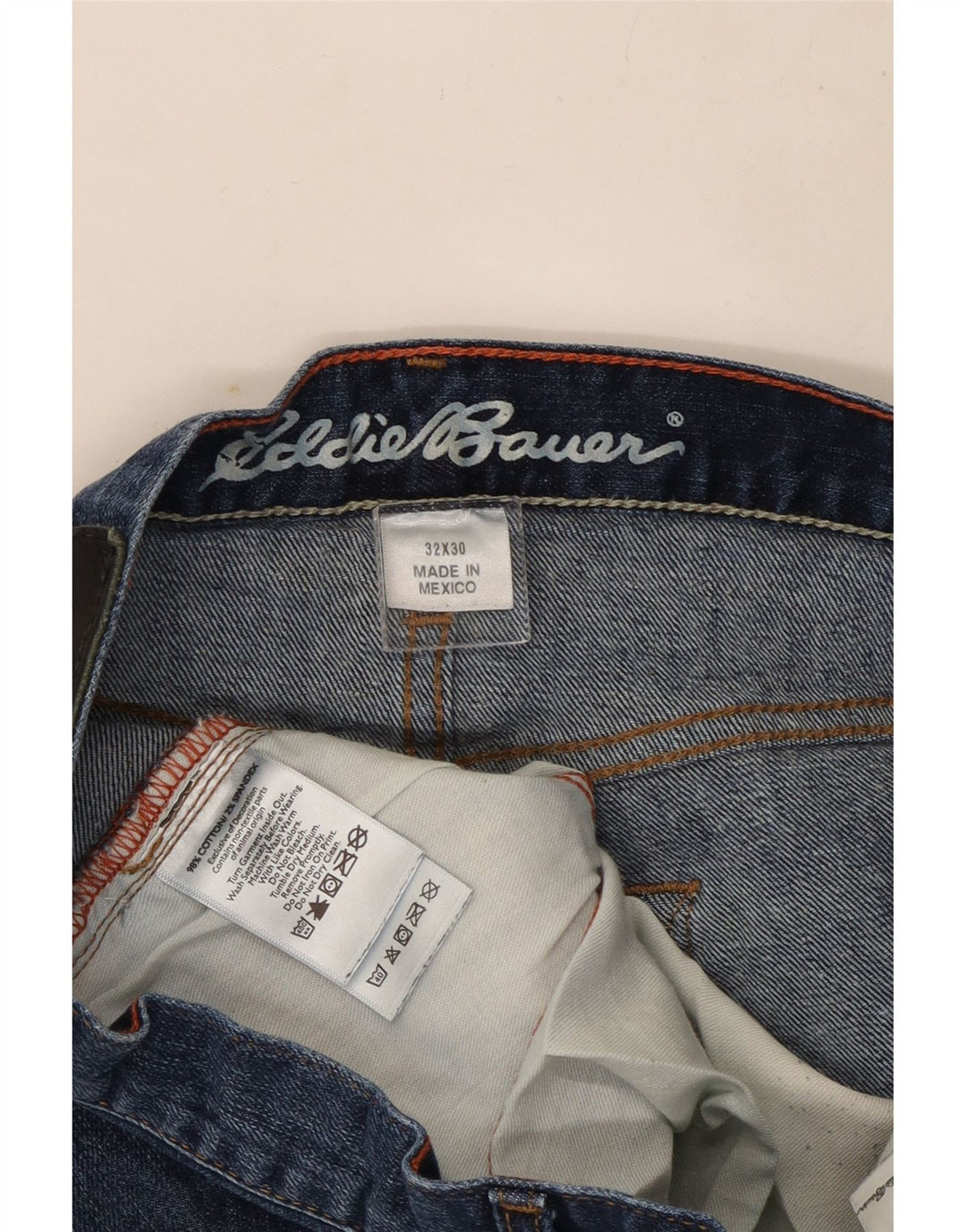 Eddie Bauer Calça jeans reta masculina W32 L30 algodão azul