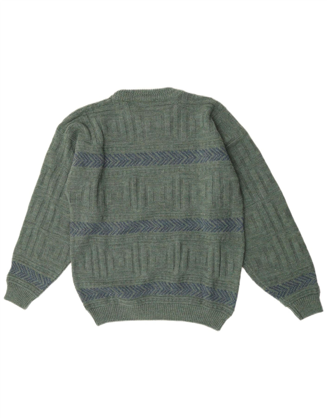 Suéter masculino Claude De Pierre com gola redonda e lã geométrica verde médio