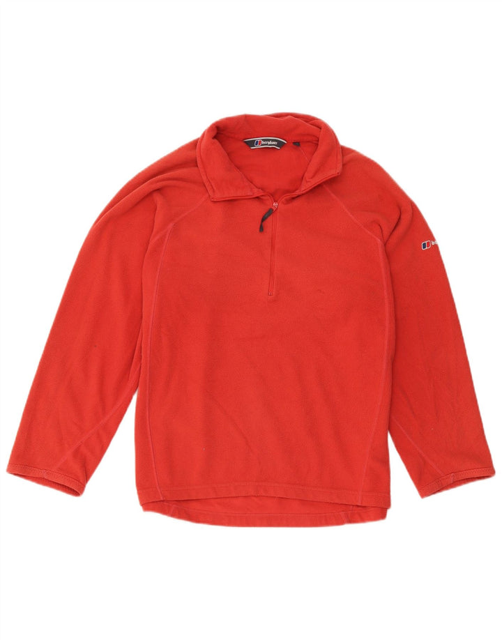Berghaus Suéter feminino de lã com zíper e gola UK 14 poliéster vermelho médio