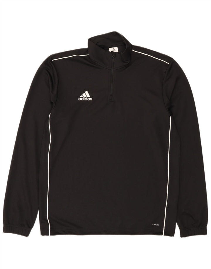 Adidas Mens Climalite Zip Neck Moletom Jumper Médio Preto Poliéster