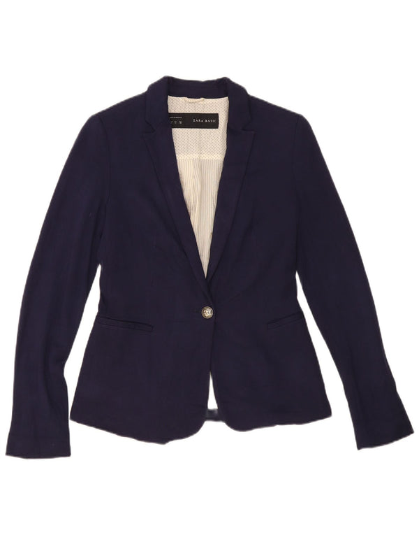 Jaqueta blazer feminina Zara com 1 botão Reino Unido 10 pequena azul marinho