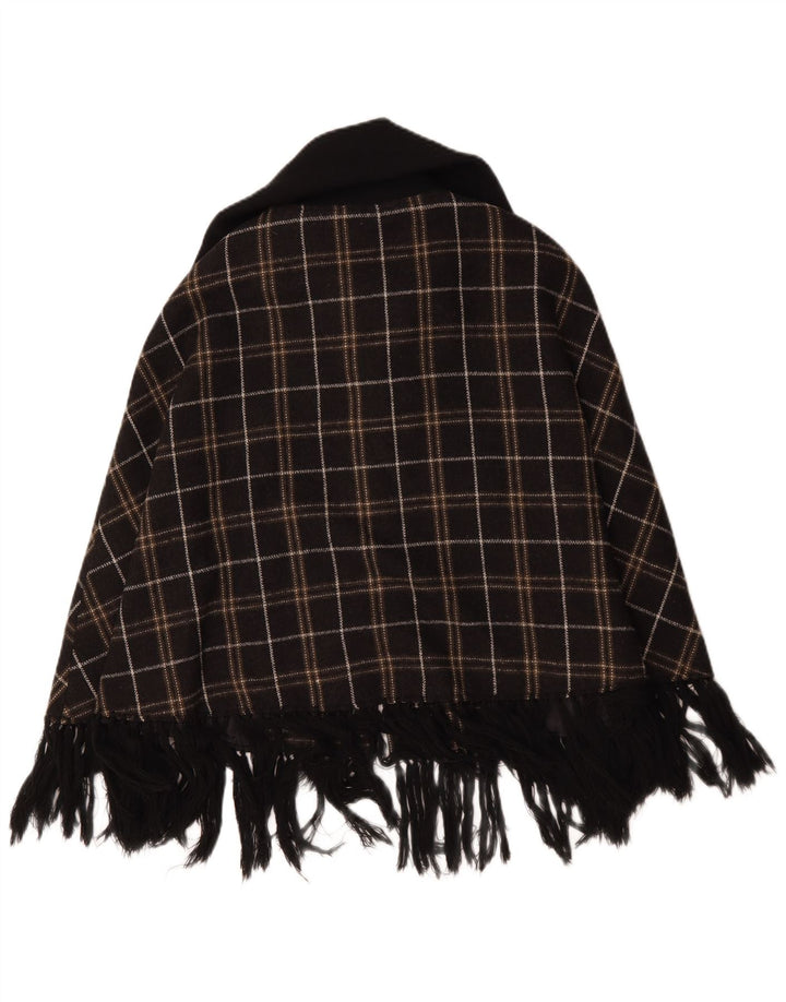 Casaco Poncho Feminino Project UK 10 Poliéster Xadrez Marrom Pequeno