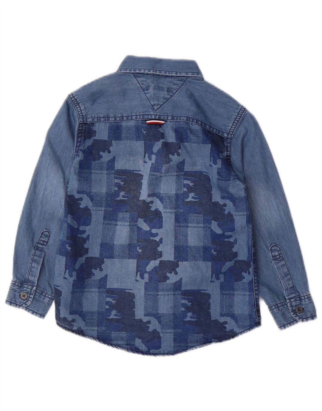 TOMMY HILFIGER Camisa jeans masculina 3-4 anos azul camuflada algodão
