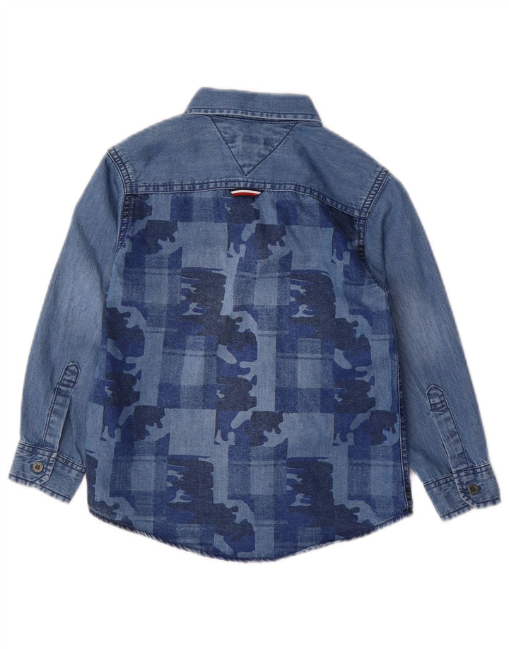 TOMMY HILFIGER Camisa jeans masculina 3-4 anos azul camuflada algodão