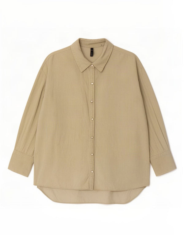 Camisa feminina Zara Trafaluc de veludo cotelê grande Reino Unido 14 algodão bege médio