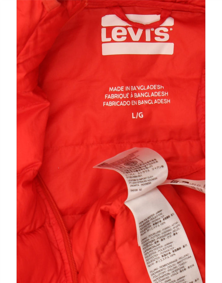 Jaqueta acolchoada com capuz feminina Levi's UK 16 grande poliéster vermelho