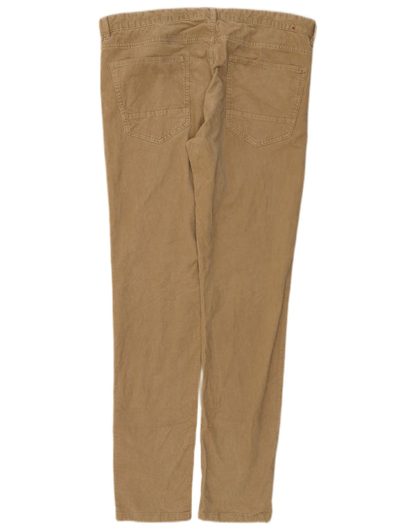 Calça masculina de veludo cotelê Benetton IT 54 2XL W38 L33 algodão bege
