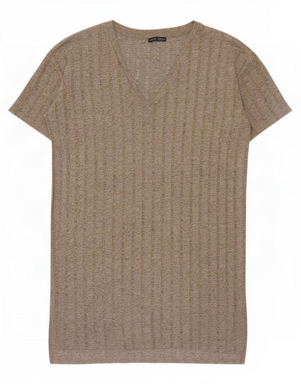 Vestido básico feminino Zara UK 14 cinza médio manchado