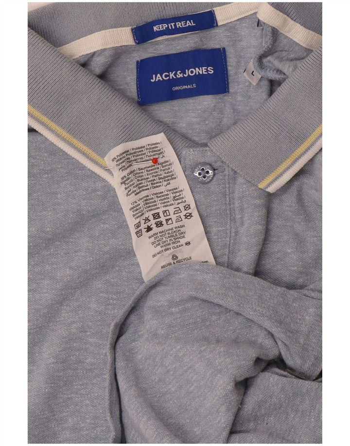 Camisa polo masculina Jack & Jones grande poliéster azul