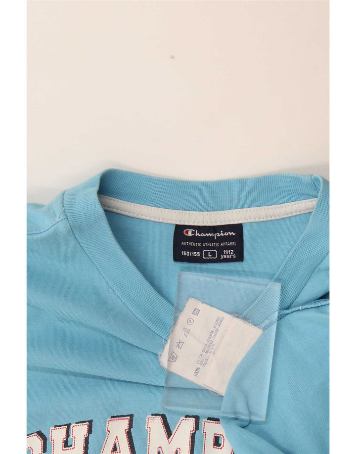 Champion Boys Graphic Top Manga Longa 11-12 Anos Grande Algodão Azul