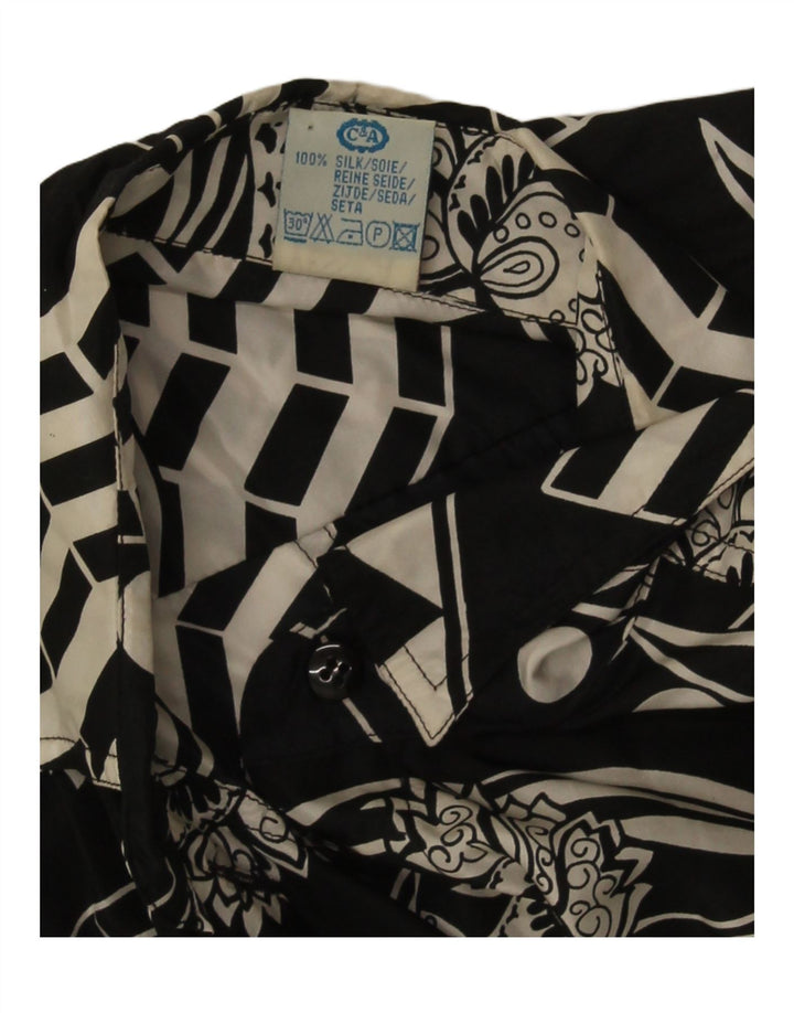 Blusa feminina Yessica com estampa abstrata IT 44 seda preta média