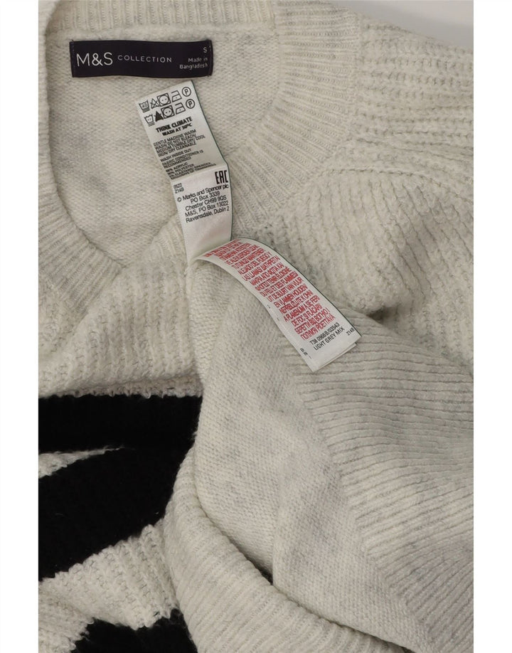 Suéter feminino Marks & Spencer com gola redonda e listrado cinza pequeno Reino Unido 10