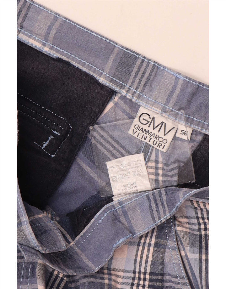 Gianmarco Venturi Mens Chino Shorts W36 Grande Algodão Xadrez Azul
