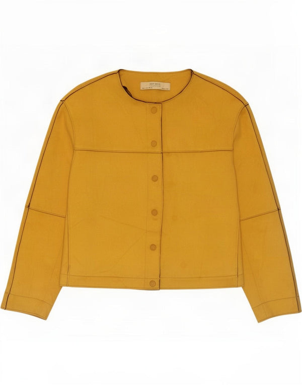 Zara Womens Crop Bomber Jacket UK 16 Grande Poliéster Amarelo