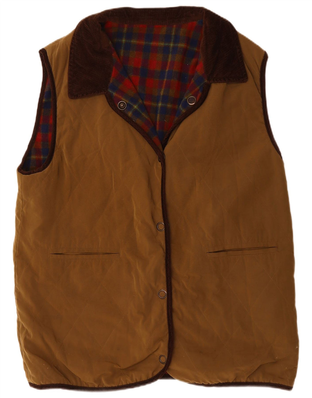 Colete reversível feminino Ulla Popken UK 20 2XL lã marrom