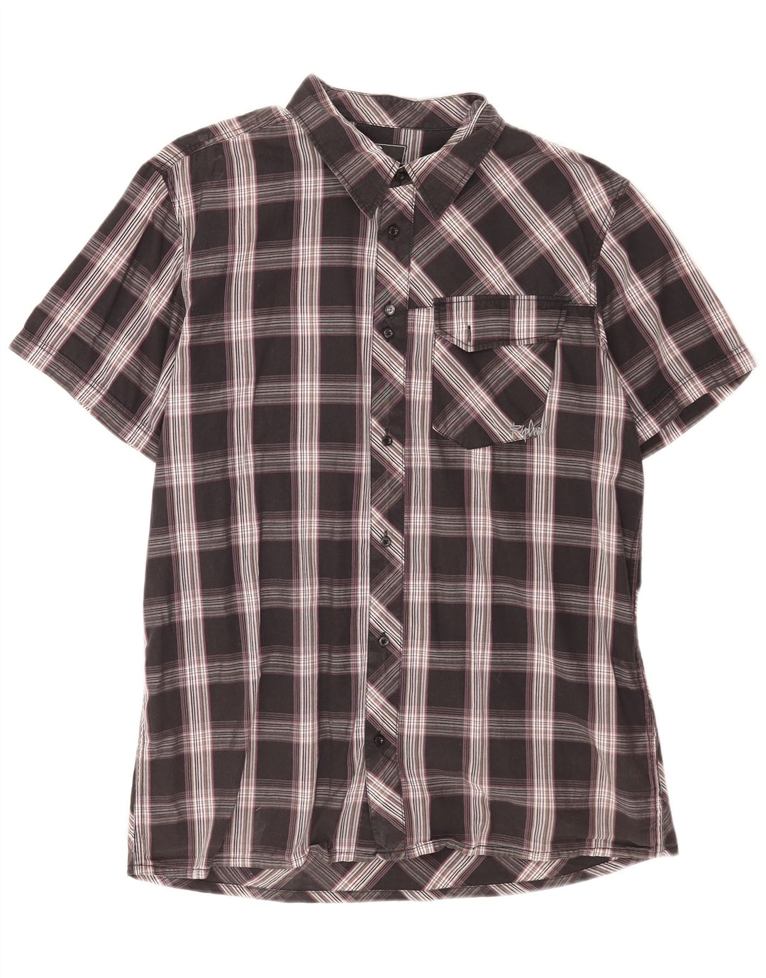Camisa masculina de manga curta Rip Curl XL preto xadrez algodão