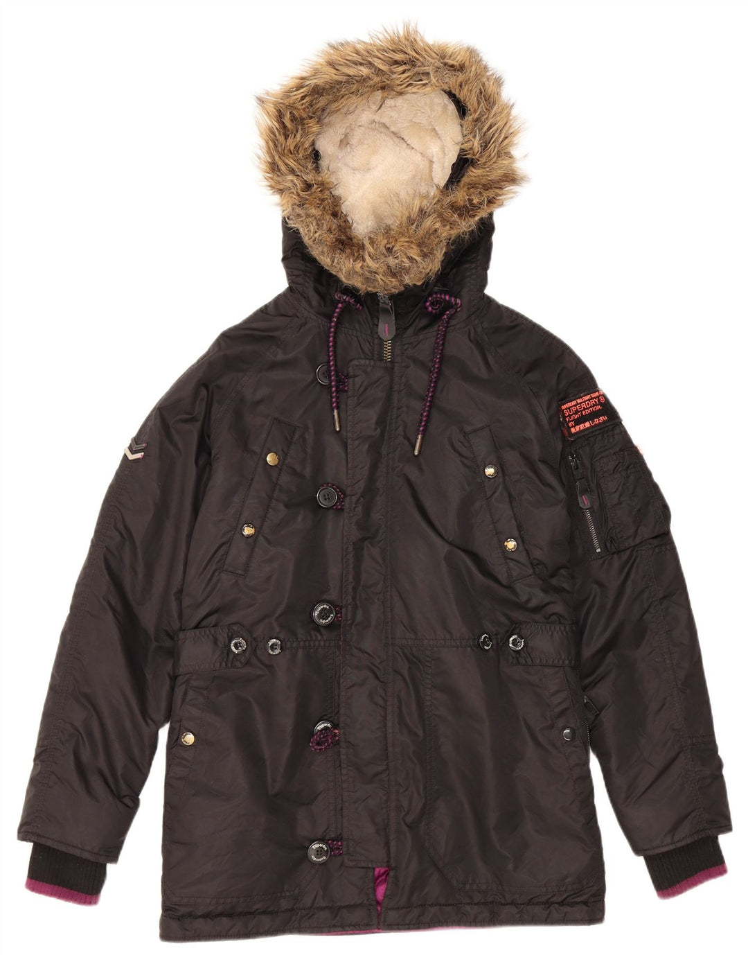 Jaqueta acolchoada com capuz masculina Superdry UK 38 médio preto nylon