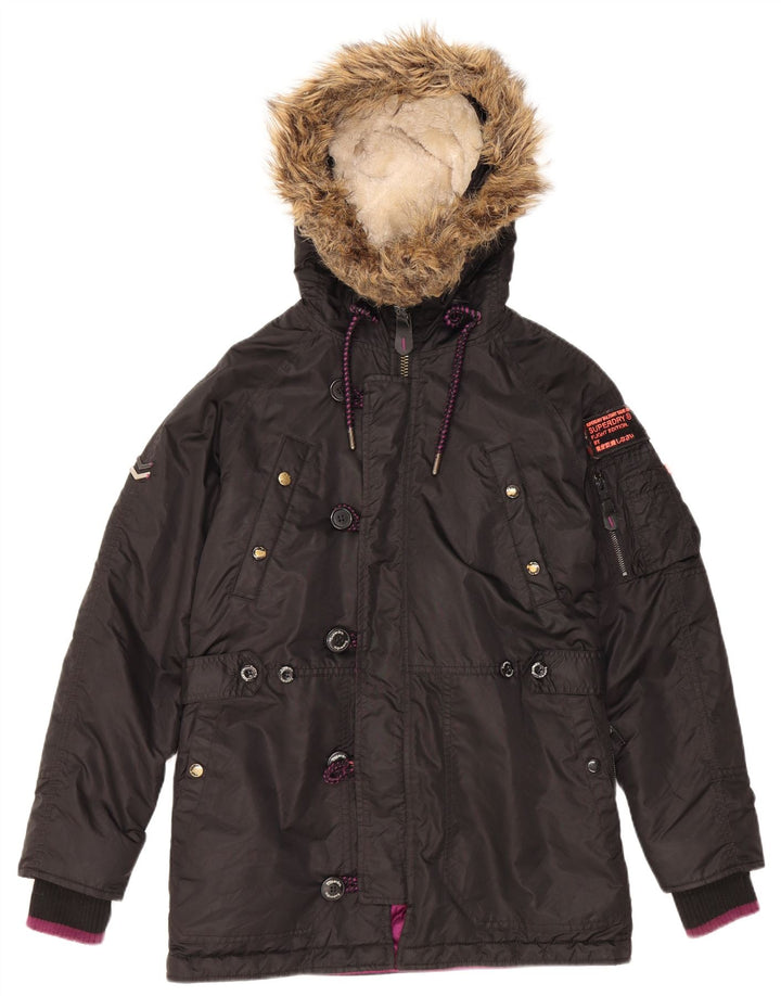 Jaqueta acolchoada com capuz masculina Superdry UK 38 médio preto nylon