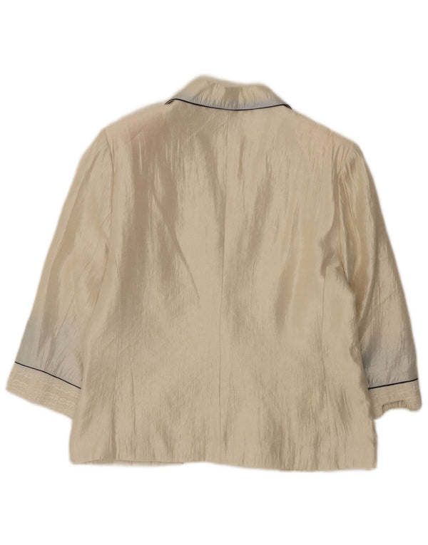 Jaqueta blazer feminina vintage manga 3/4 1 botão EU 50 3XL bege viscose