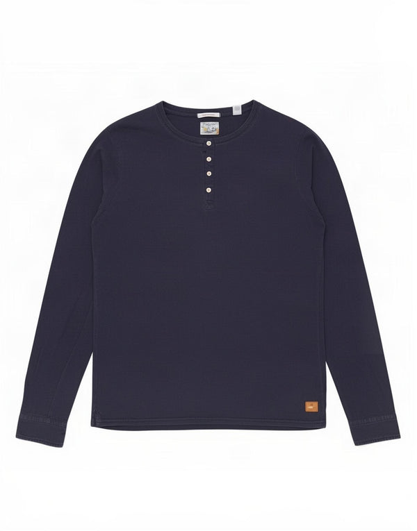 Scotch & Soda Camiseta masculina de manga comprida grande algodão azul marinho
