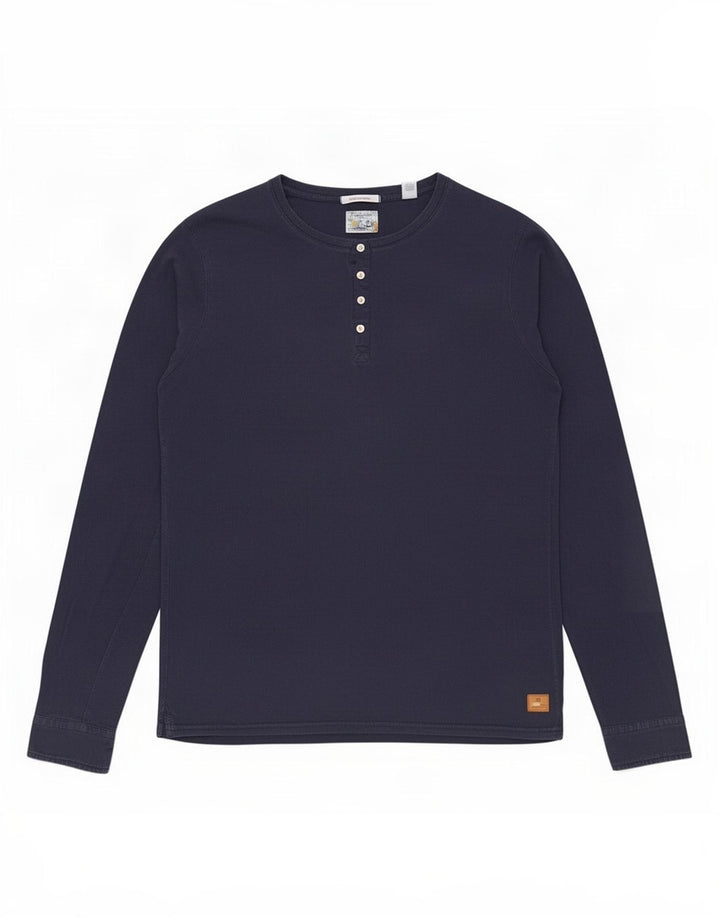 Scotch & Soda Camiseta masculina de manga comprida grande algodão azul marinho