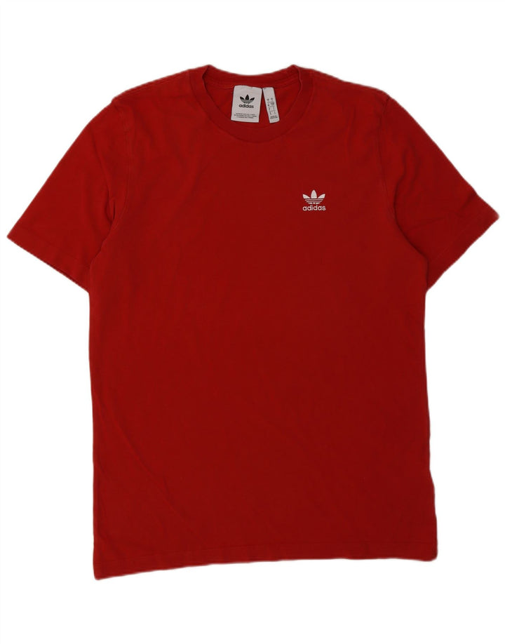 Adidas Mens T-Shirt Top Pequeno Algodão Vermelho