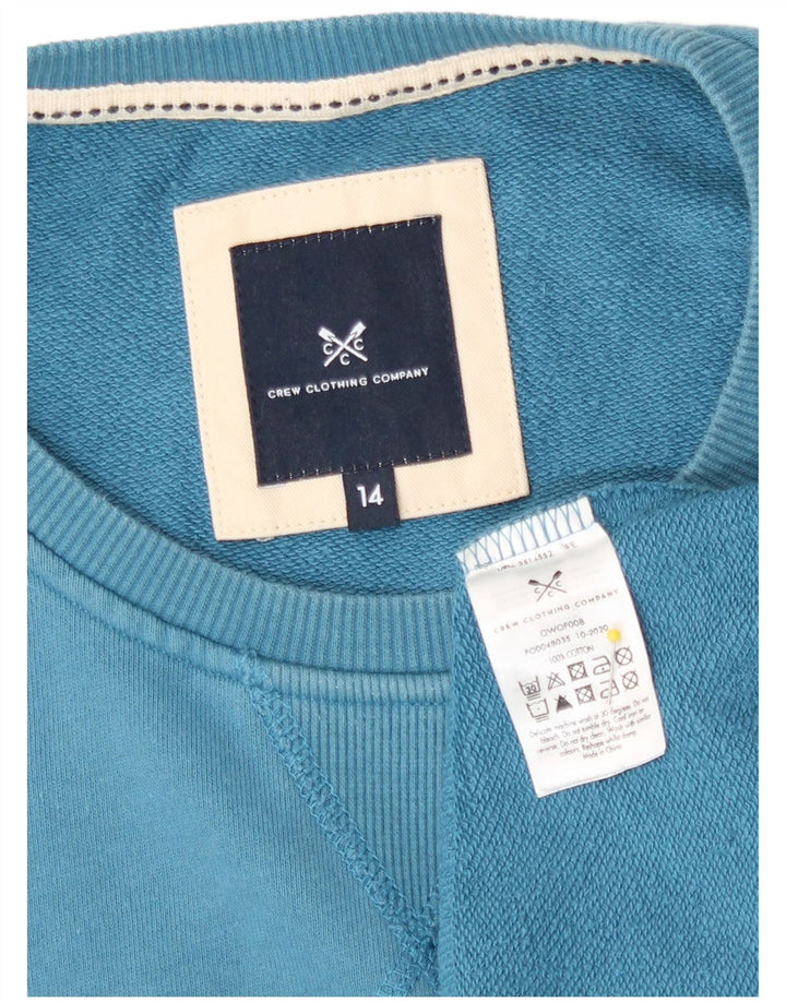 Crew Clothing moletom feminino Jumper UK 14 algodão azul médio