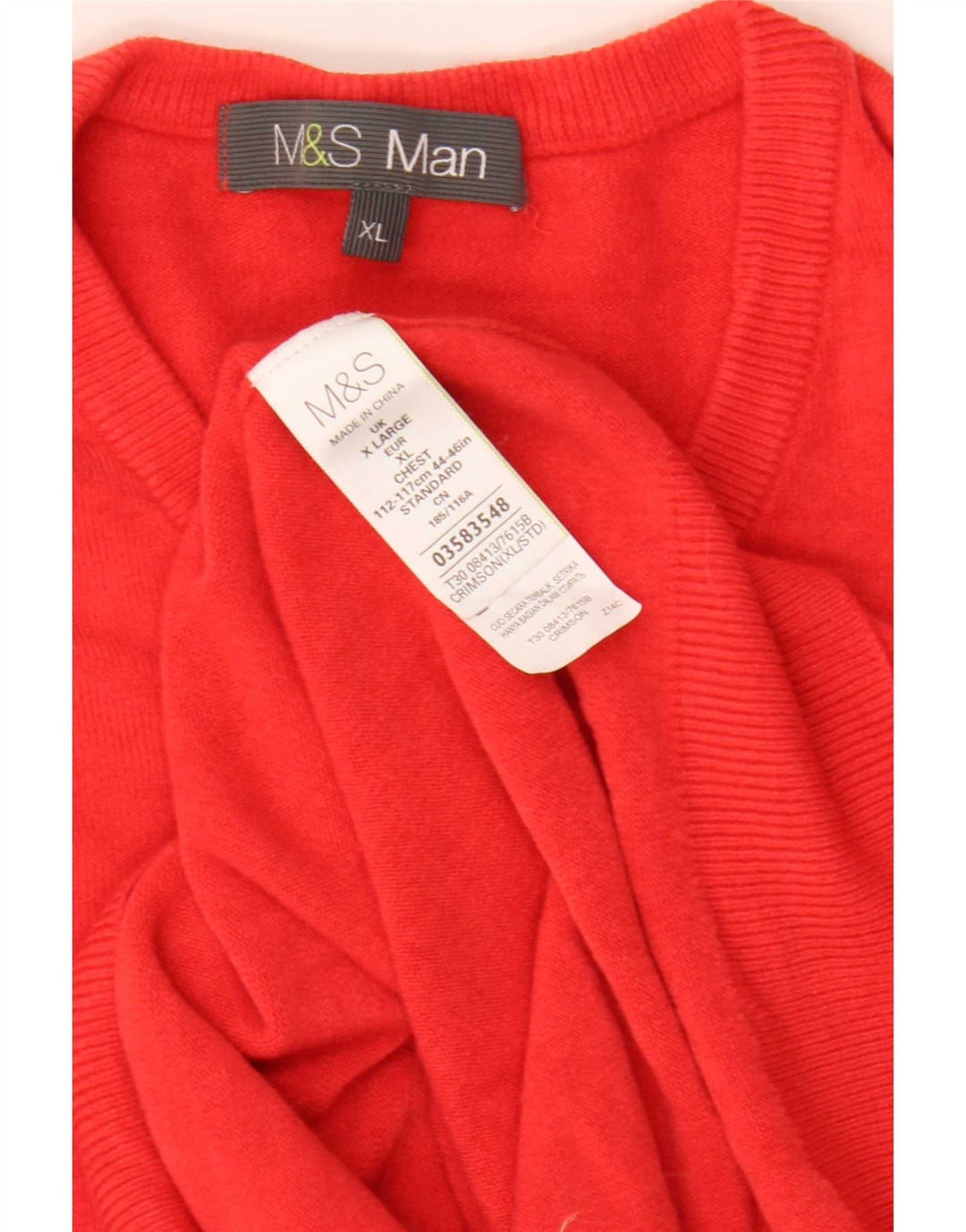 Suéter masculino Marks & Spencer com decote em V XL vermelho acrílico