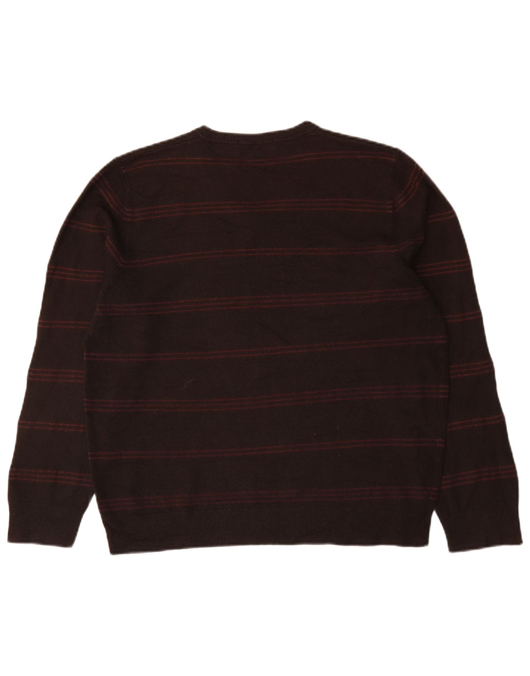 Suéter masculino Marks & Spencer Blue Harbor com decote em V grande listrado marrom
