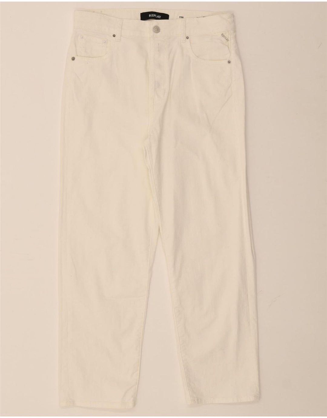 REPLAY Masculino Mom Straight Jeans W31 L26 Algodão Branco